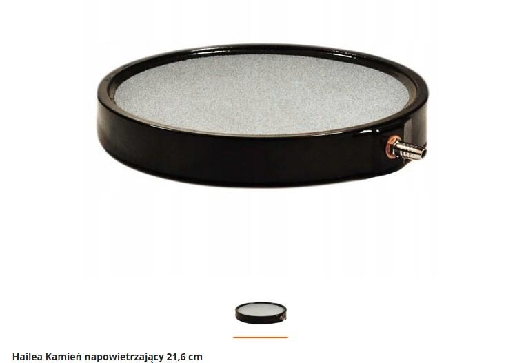 Okrągły dyfuzor talerzowy o średnicy 21,6 cm z ceramicznym spiekiem i mosiężnym króćcem na wąż